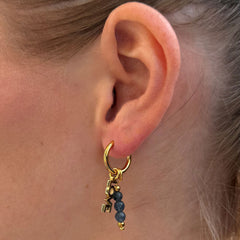 Boucles d'oreilles en or facettées amour bleu