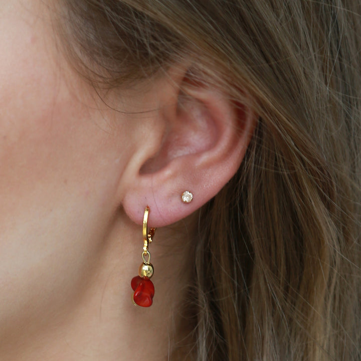 Boucles d'oreilles dorées vedra marbre rouge