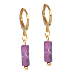 Gouden oorbellen stone purple