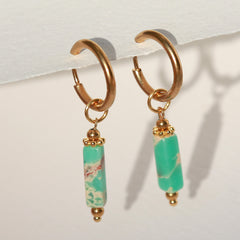 Oorbel marmer turquoise