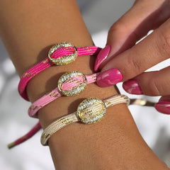 Bohnenarmband diamant leuchtendes pink