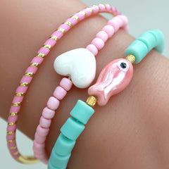 Gouden bangle stripe roze
