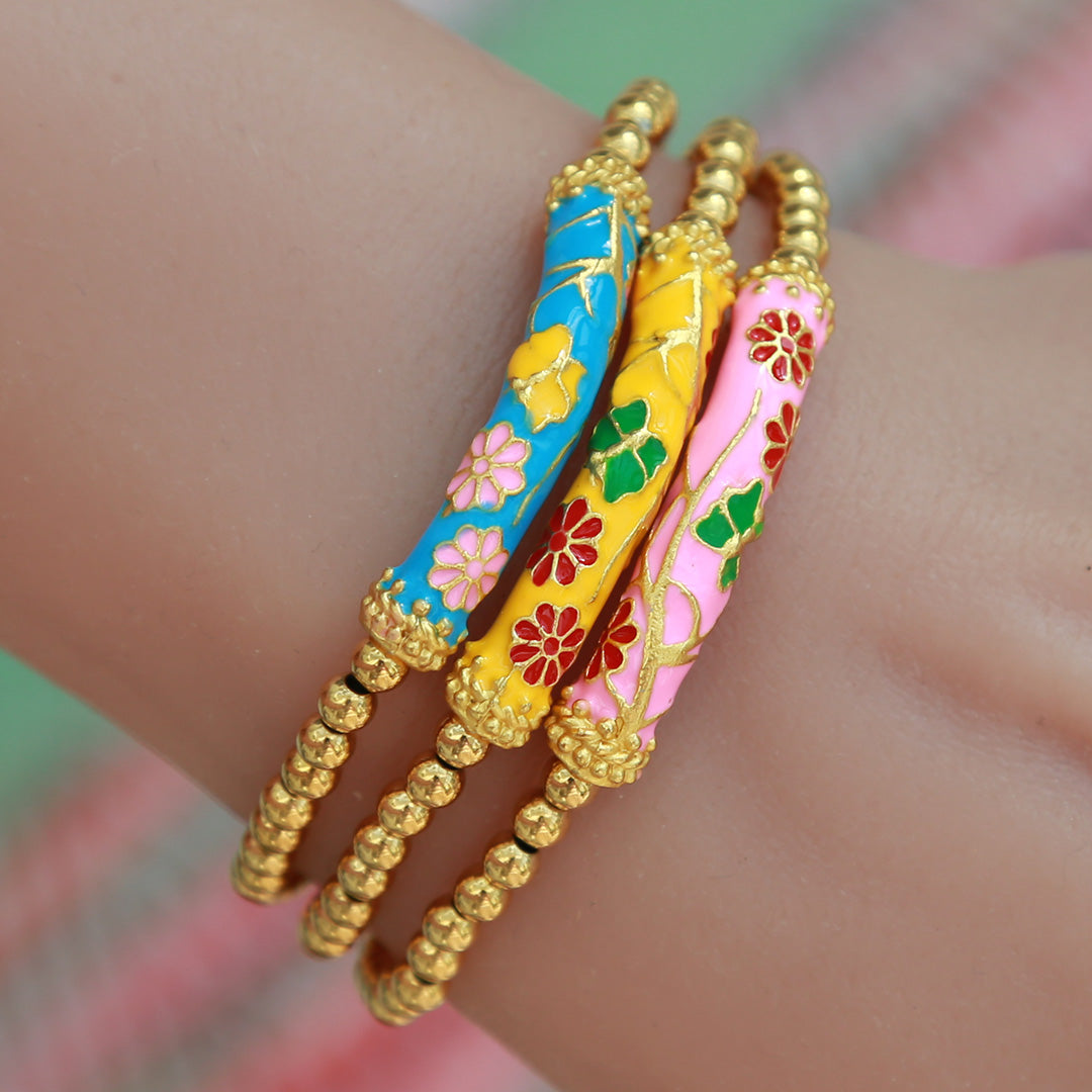 Bracelet gypsy flower pink