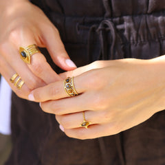 Statement-Goldring mit Tigerauge