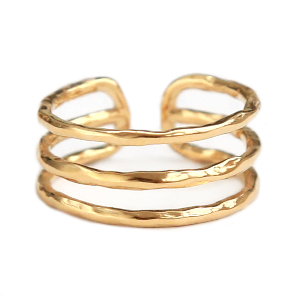 Gouden ring hammered lines
