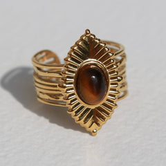 Statement-Goldring mit Tigerauge