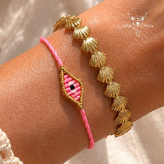 Armband evil eye roze