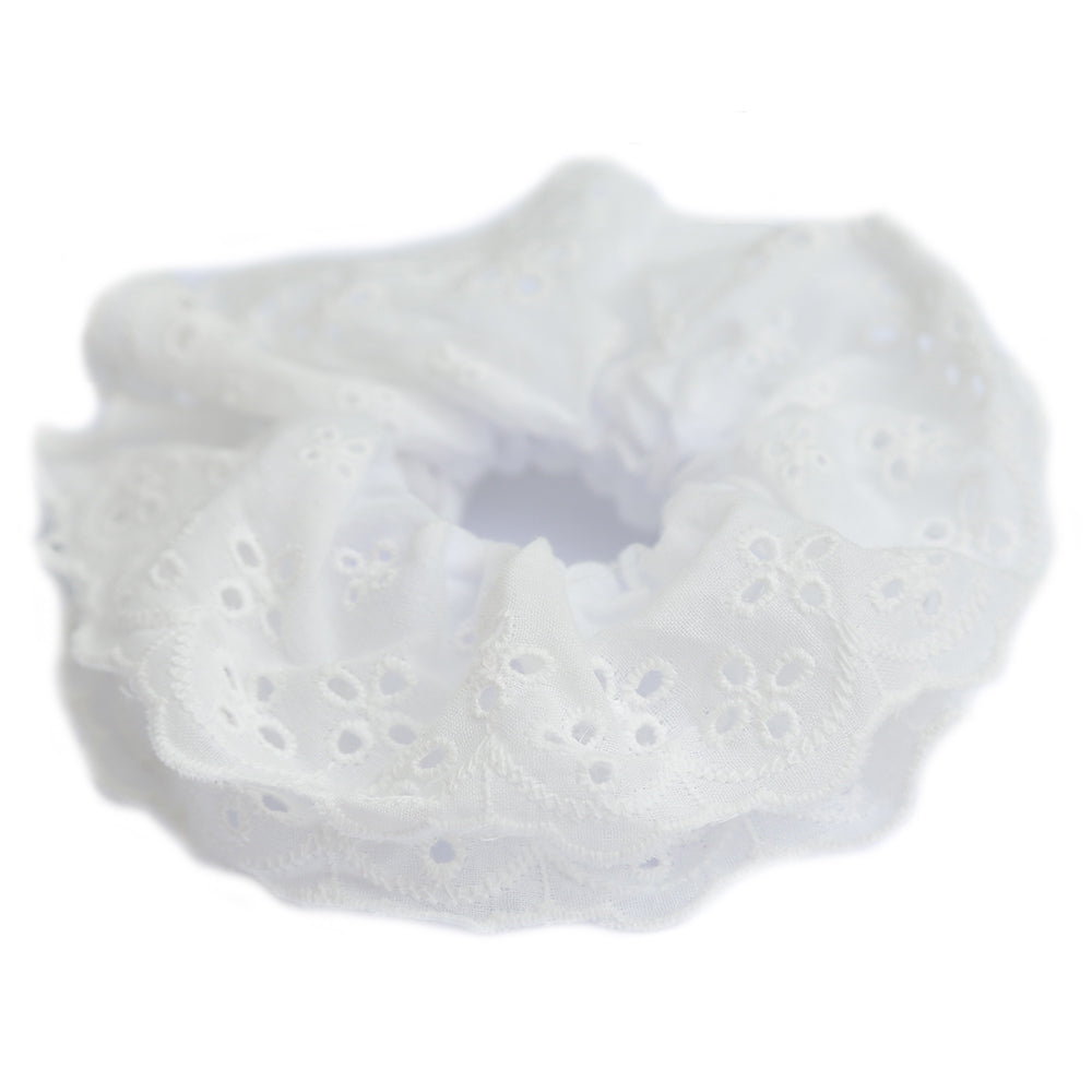 Chouchou brodé blanc