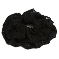 Scrunchie broderie zwart