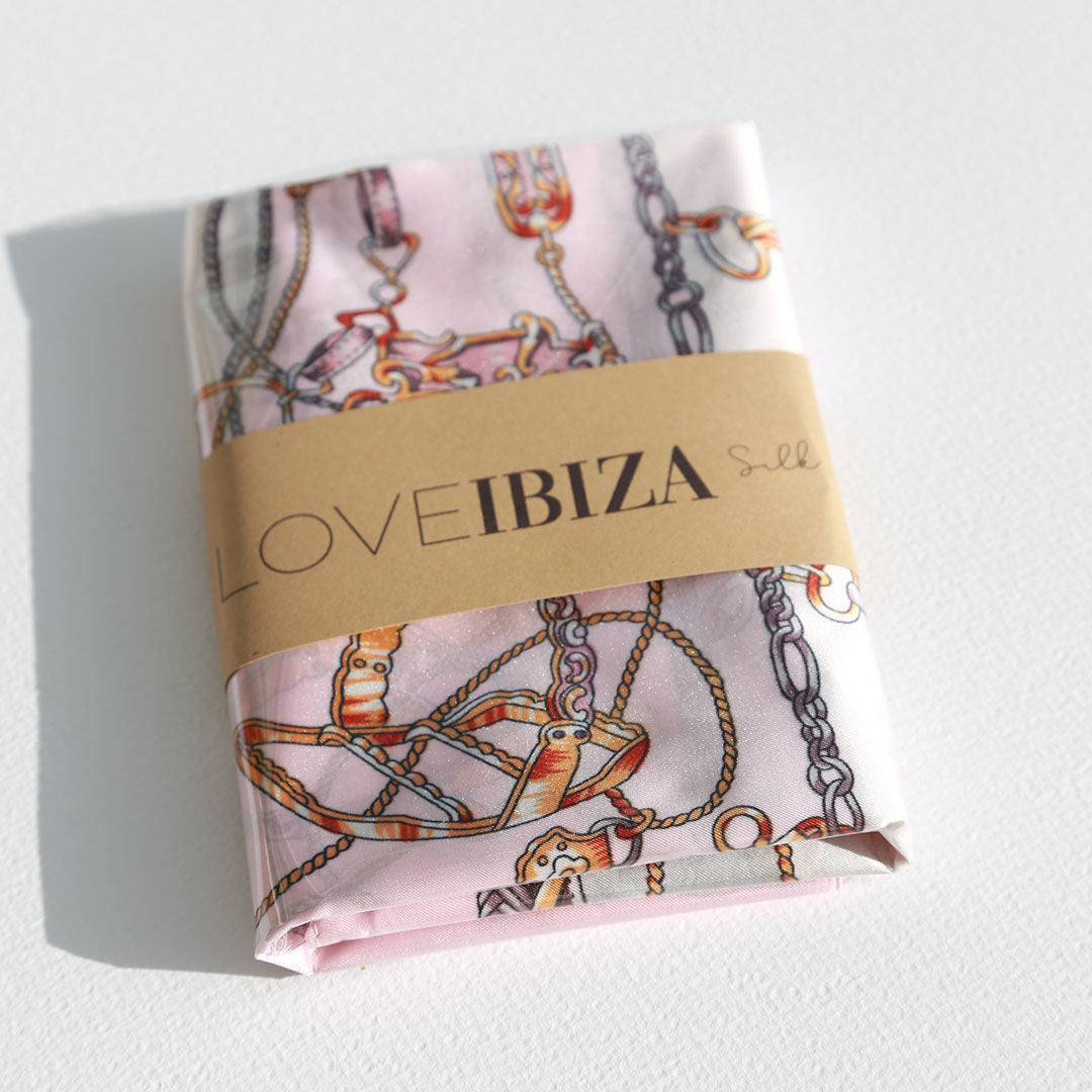 Satin-Bandana-Schal, hellrosa, barock