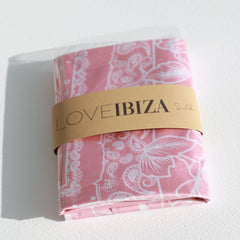 Rosenfarbener Satin-Bandana-Schal