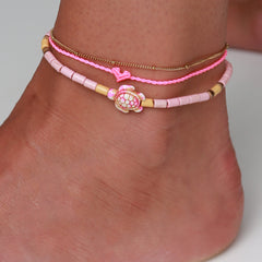Anklet love Ibiza heart pink