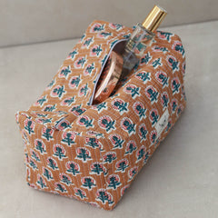 Neceser con estampado de bloques Indian marrón