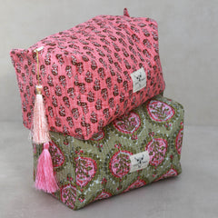 Neceser con estampado de bloques Indian coral