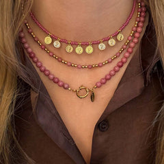 Collier Miyuki en forme de pièce d'or rose
