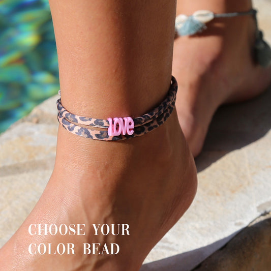 Enkelbandje leopard love - kies je eigen kleur! 1080