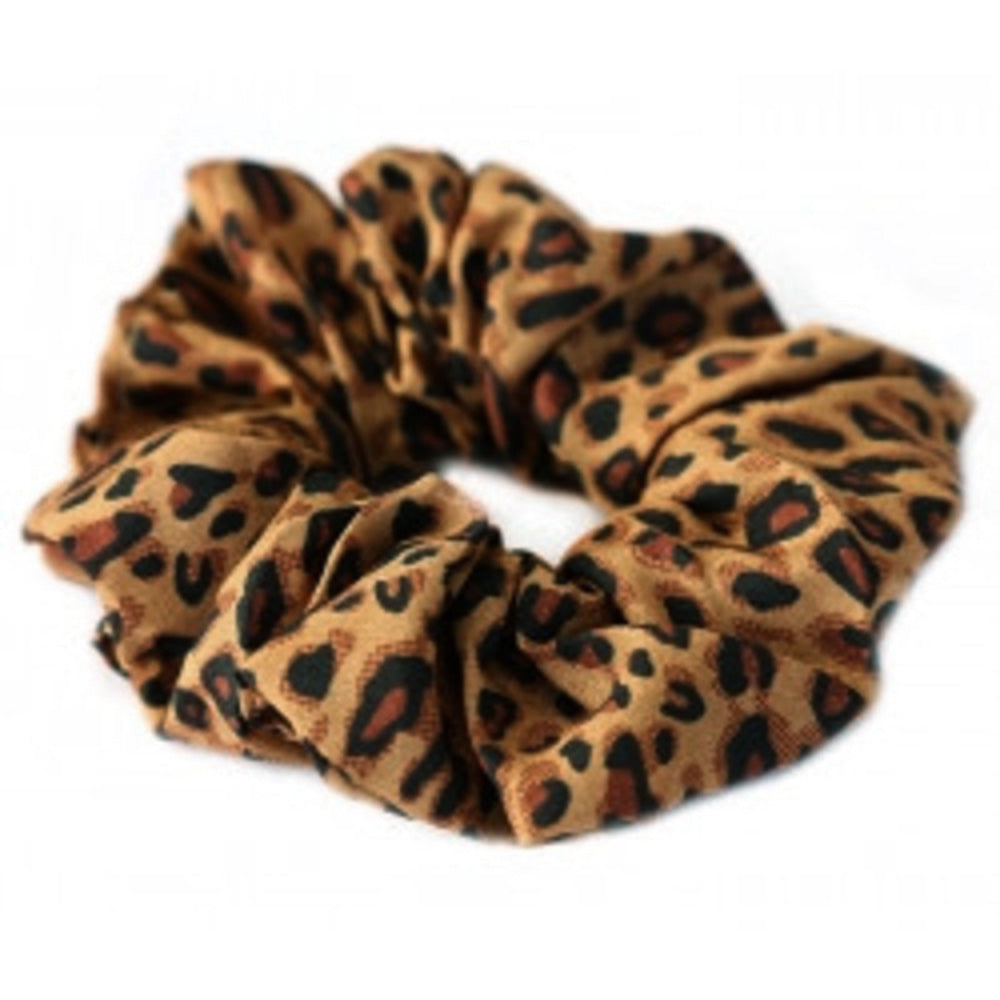 Chouchou en coton léopard marron foncé
