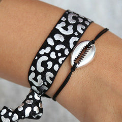 Bracelet black silver shell