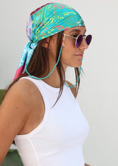 Pañuelo de satén estilo bandana con estampado barroco oceánico