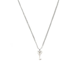 Silver necklace heart key