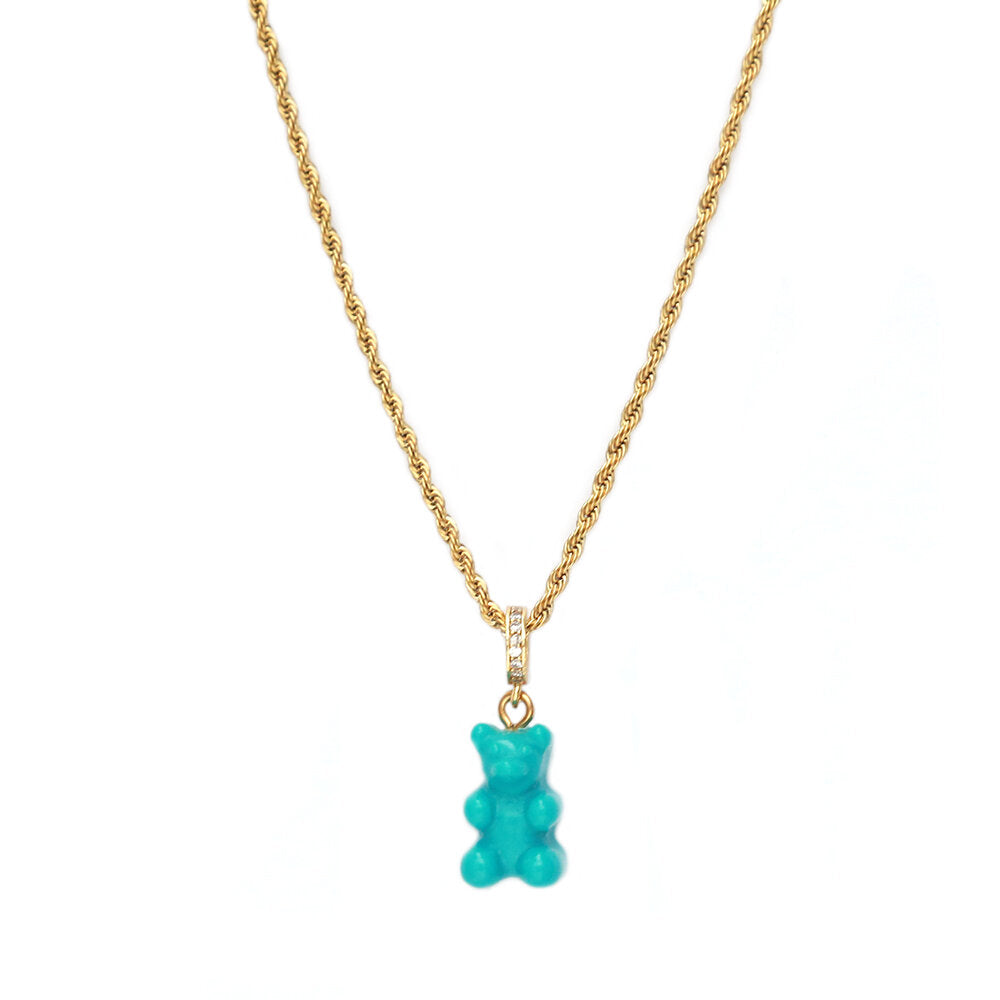 Gold necklace bear with me turquoise