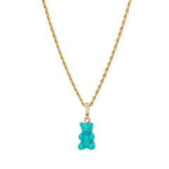 Gold necklace bear with me turquoise