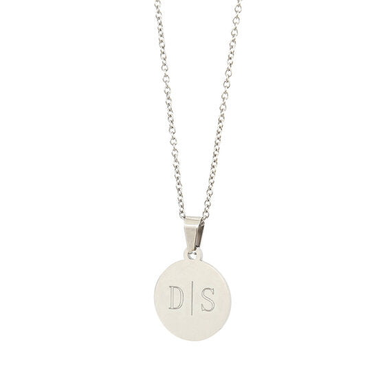 Engraved necklace silver - 2 initials