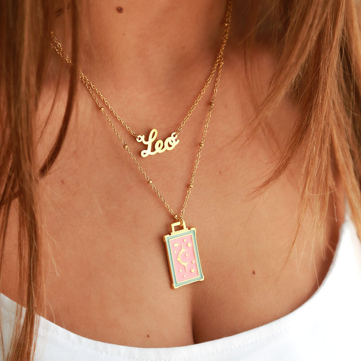 Gouden ketting moon story coral
