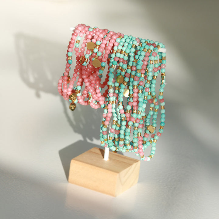 Bracelet de cheville Rhodonite pierre précieuse turquoise