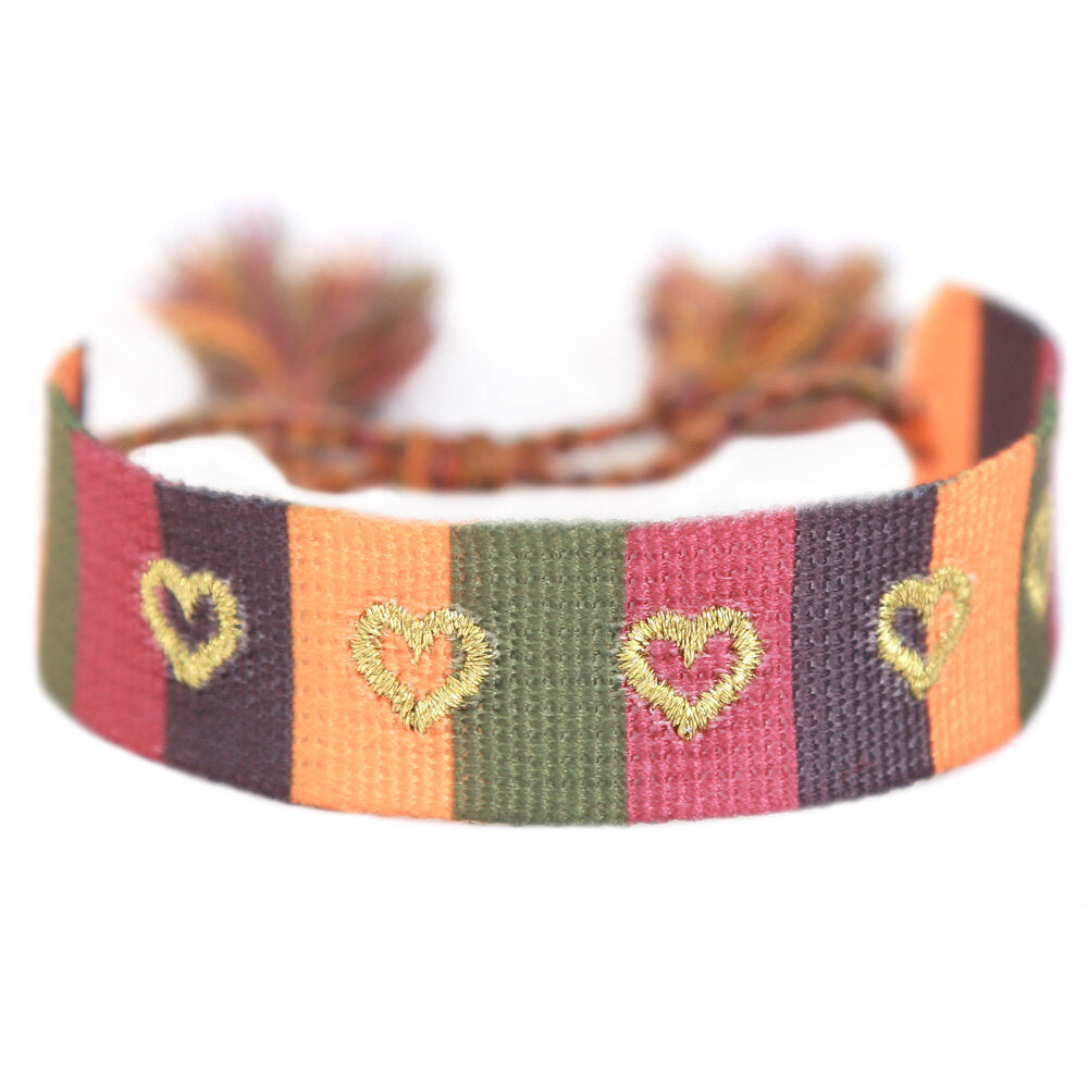 Bracelet tissé autumn rainbow hearts