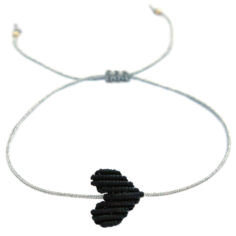Bracelet black heart argent