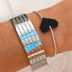 Bracelet black heart argent