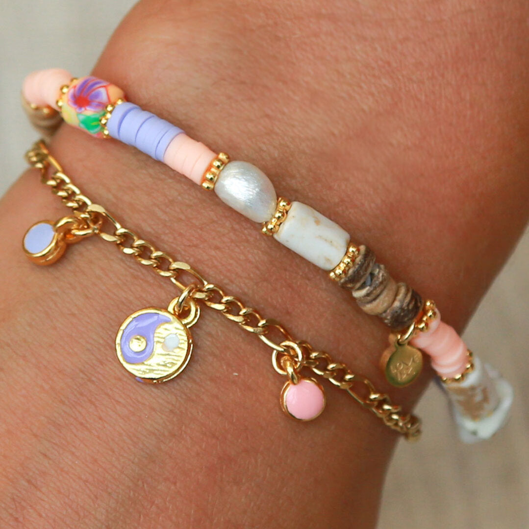 Goldener armband yinyang lila