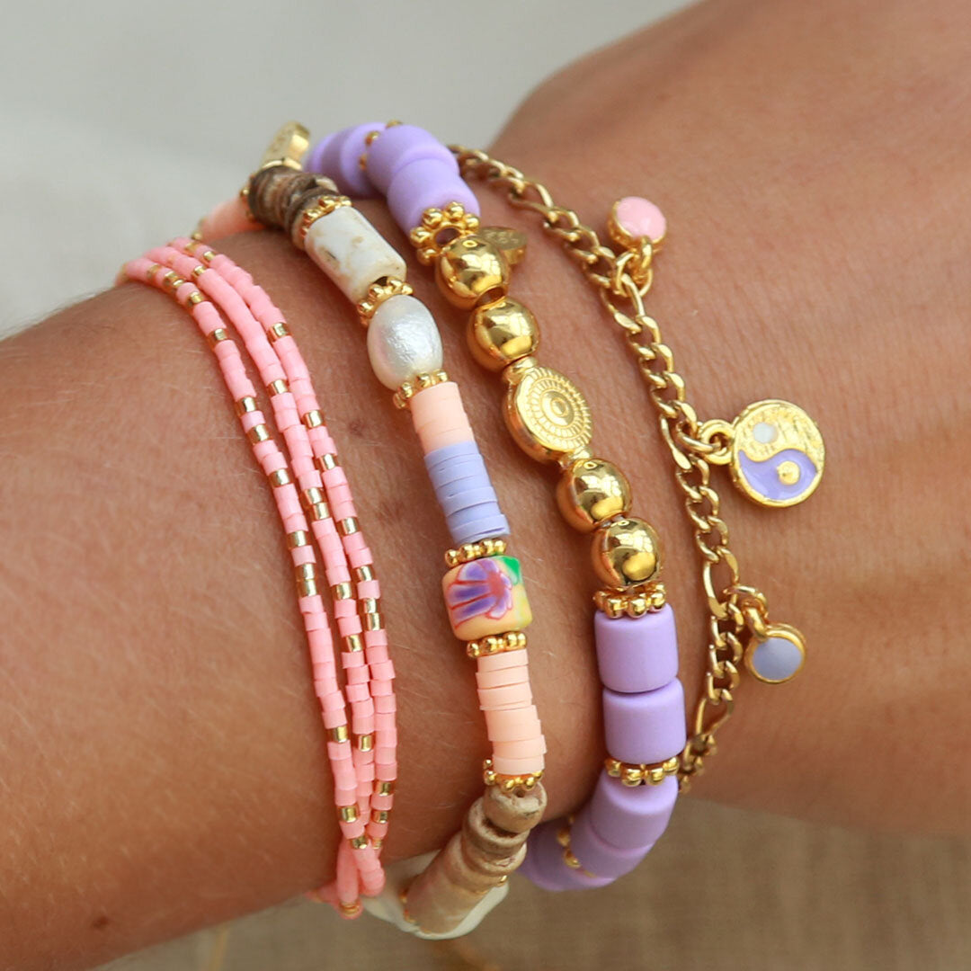 Goldener armband yinyang lila
