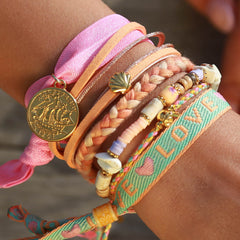 Bracelet Ibiza soft pink coin
