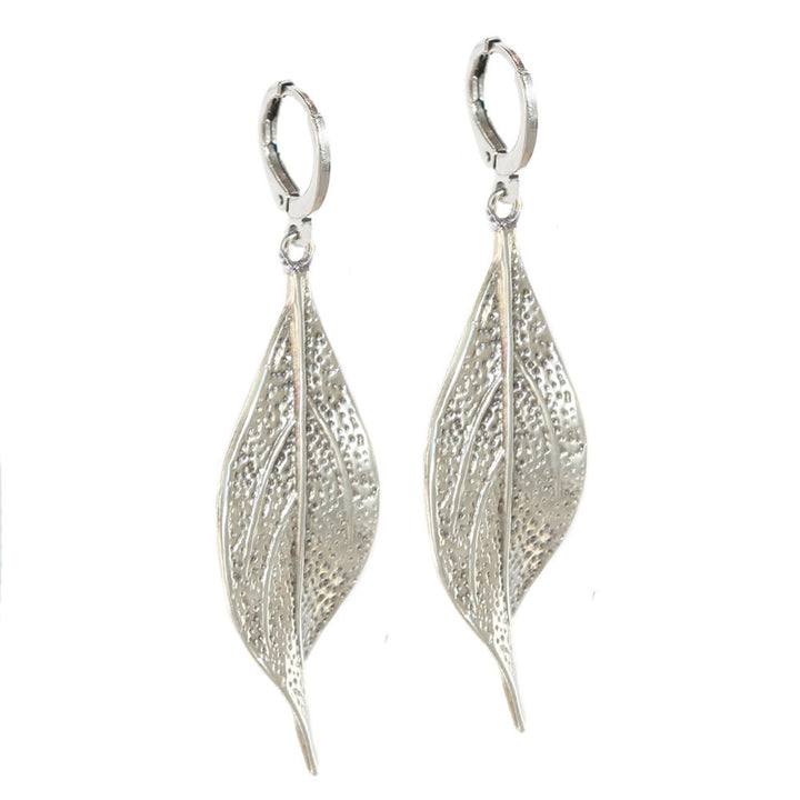 Zilveren oorbellen leaf